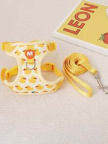 PETSIN Bộ dây nịt và dây xích cho chó hình con vịt hoạt hình có thể điều chỉnh, dây đeo cổ cho chó con, dây nịt cho mèo cưng, phụ kiện đi bộ cho chó Bulldog Pháp - Xem 5