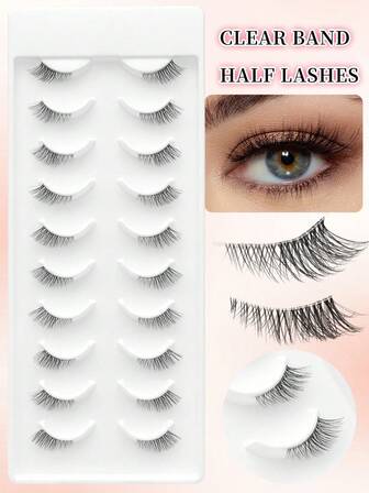 10 对猫眼 3D 睫毛套装，半睫毛魔法，可增大眼睛 | 0.07 毫米羽毛般轻盈的簇状睫毛，纯素且无动物实验，适合约会之夜/节日/俱乐部使用 | 可重复使用 30 次以上，可与睫毛一起佩戴 | 适合初学者的沙龙效果睫毛延长产品”