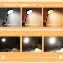 1pc Mini 4 LED Rechargeable Eye-Care Reading Light, 3 Color Temperatures, Dimmable Brightness, Clip-On Book Light, Small Lightweight Clamp Lamp For Bedside, Nursing, Graduation Gift - Black - View 5