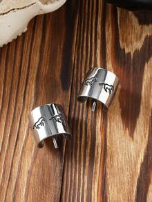 2个/套 复古牛仔马图案发夹，时尚发饰，发卡，发夹，头饰，发卡 - 銀色 - 查看 5