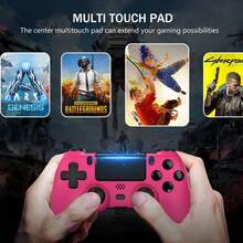 [Upgraded] Wireless Controller For P-S4 Romote Compatible With P-S4/Slim/Pro/Windows PC, Controller For P-S4 With 3.5mm Audio Jack, Touch Pad, Six Axis Motion Control, Charging Cable - 玫瑰紅 - 查看 8