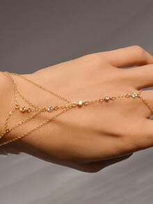 1 Bohemian Style Sexy Multi-Layered Bracelet, Suitable For Women, Perfect For Summer Beach Vacations With Finger Bracelets - Gold - View 2