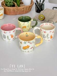 350毫升自然风碎花陶瓷杯、朋友杯、动物主题早餐杯、拿铁艺术卡布奇诺杯、情侣礼品套装 返校季 返校季 - 彩色 - 查看 7