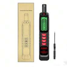 Rilevatore di perdite di gas combustibile con allarme acustico, tester PPM LEL, analizzatore di gas portatile di nuova generazione ricaricabile USB e sensibile al gas - nero - Visualizzare 8