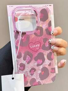 Luxury Pink Blended Amber Leopard Print Shell Texture Phone Case, Compatible With IPhone 16/15/14/13/12 Pro Max/11, Stylish Anti Fall Back Cover Protective Case Christmas Gift - Multicolor - View 4
