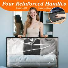 8PCS 90L Under Bed Storage Containers, 6-Pack Storage Bins With Clear Top, Foldable Closet Organizers And Storage With Label Holder For Clothing, Blankets, Comforter & Pillows (Grey) Brand: SpaceWhisper - Light Grey - View 4