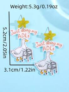 1 par de pendientes acrílicos con diseño de ganso de caricatura único y divertido, joyas de fiesta de vacaciones para mujeres