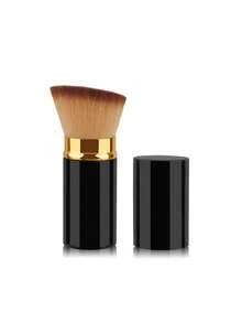 1/2 Pincel de maquillaje Kabuki retráctil portátil, adecuado para todo tipo de maquillaje facial y base de maquillaje líquida, aplicable para base de maquillaje líquida, en crema y en polvo, con mango de aluminio