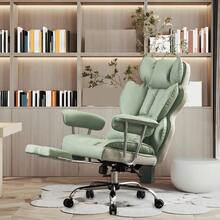 Pink Faux Leather Executive Office Chair With Leg Rest And Lumbar Support - Efomao Big And Tall 400LBS Computer Chair - Gray - View 9