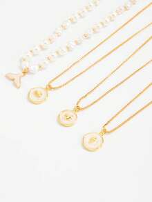 1 Set de 4/3 buc Colier și Brățară Elegant cu Lanț de Aur și Perlă Artificială - Bijuterii Versatile din Aliaj, Potrivite pentru Purtare Zilnică