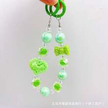 新款电镀爱心手机链，亚克力彩色多巴胺珠串，直播同款水杯链，兼容安卓及大多数智能手机，送给母亲、家人、朋友、孩子、生日、节日的礼物 - 雙愛心--綠 - 查看 1