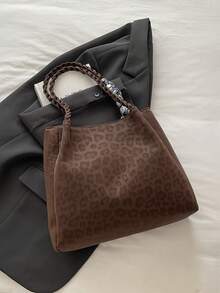 New Autumn/Winter Vintage-Inspired Suede Tote Bag Features A Silk Scarf Accent Spacious Yet Lightweight Minimalist Design Soft-Sided Shoulder Bag Ideal For Women's Daily Casual Wear, Commuting, Work, Vacations, And Student Use