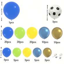 Juego de globos con tema de fútbol, con esquema de color clásico dorado y azul, adecuado para fiesta de cumpleaños con tema de fútbol, aniversario, fiesta de graduación, decoración para ver partidos de fútbol, decoración para eventos de fans, sin necesidad de energía. Aplicable para cumpleaños, fiesta, baby shower, aniversario, carnaval, Año Nuevo, fondo, fotografía, hogar, revelación de género, bautizo, reunión, jardín, decoración del patio, todas las estaciones - Multicolor - Ver 5