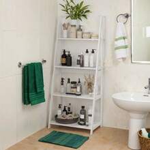 Ladder Shelf, 4-Tier Organizer, Free-Standing Bathroom Shelving, Open Shelving For Home Office, White