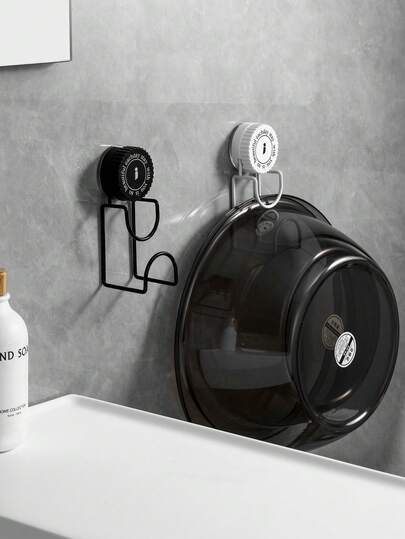 Rotating Suction Cup Basin Hanging Hook, No Drill Wall Mounted Basin Storage Rack, Bathroom Strong Load-Bearing Basin Hanging Hook, Suction Cup Basin Hanging Hook, Bathroom Basin Storage Rack, No Drill Basin Holder, Balcony Hanging Hook, Suction Cup Basin Hanging Hook, Bathroom Basin Storage Rack, Toilet No Drill Household Basin Hanging Rack