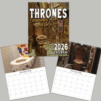 1pc 2026 World Weird Toilet Wall Calendar, Creative Funny Bathroom Calendar, Unique Bathroom Art, Quirky Creative Wall Decor, Humorous Toilet Humor Calendar, Interesting Collectible Decorative Calendar, Funny Gag Gift