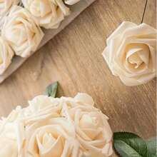25pcs Champagne Artificial Rose Flower Set, Lifelike Fake Roses Eternal Classic Never Withered, Suitable For DIY Wedding Decoration, Party Centerpiece, Home & Outdoor Decor | Perfect For Thanksgiving, Halloween, Christmas, Valentine's Day, Mother's Day And Holiday Celebrations Floral Arrangement