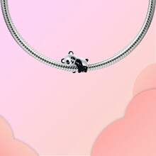 Cute Panda Crystal Charm Set Silver Plated DIY Xmas Gifts