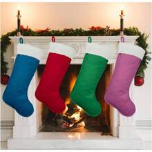 4Pack Stockings 20 Inches Large Vintage Merry Stocking Family Holiday Party Decor And Xmas Tree Fireplace Mantle Decor 4, Multi - Large - Navy Blue-grain-large + 6 - View 6