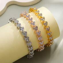 1pc Vintage Exaggerated Hollow Rose Flower Distressed Bracelet, Lightweight Luxurious Metallic Floral Accessory For Women