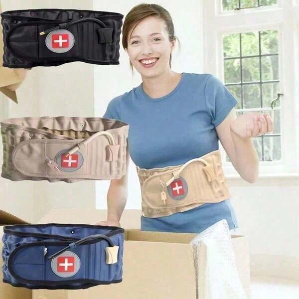 Inflatable Waist Belt PU Leather Relieves Low Back Pain Air Traction Bracket Adult Support Fixed Waist Protective Gear Unisex