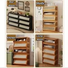 可堆叠储物柜，独立盒体配塑料藤条门，适用于客厅、厨房、卧室和书房等场所，可自由组合，用途广泛，母亲节礼物、节日礼物、生日礼物之选。