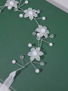1pc Flower Girl Princess Flower Headpiece Girl Stuff Pearl Headband Alloy Floral Bridal Hair Accessories Communion Wedding Prom Photography Prop For Girls - White - View 16