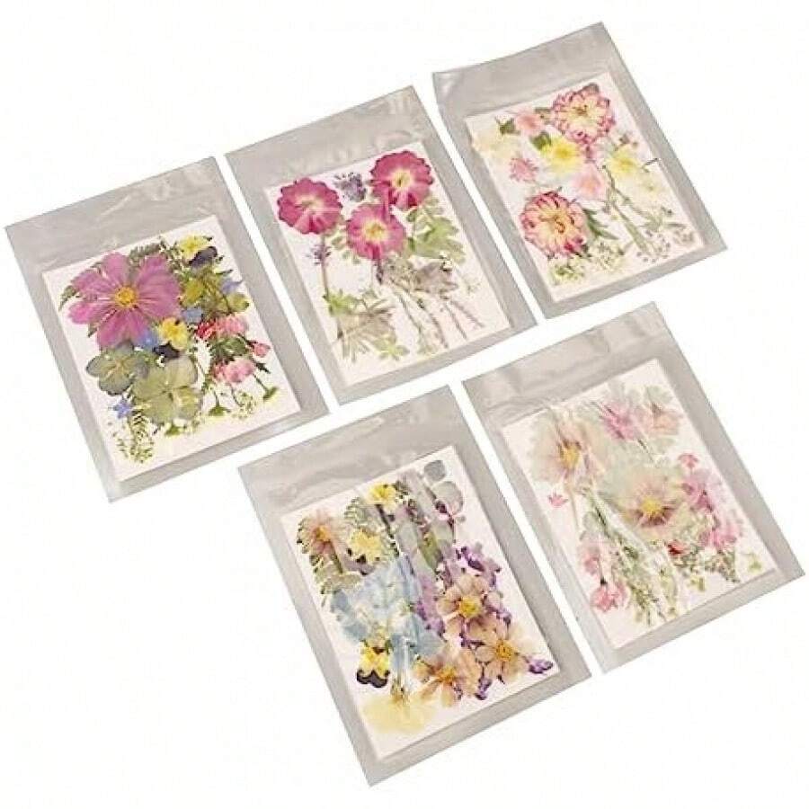 TOPINCN 5 Bolsas de Flores Prensadas Fotografía Pétalo en Relieve Paquete de Flores para Marcapáginas de Imitación Secas Molde Imitación de Flores Secas Surtidas (Tipo 2) - 1 - Ver 1