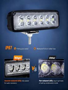 Faro LED de Alta Potencia 18W 6 Leds Resistente al Agua Instalación Fácil Paquete de 4 Piezas - 4 pieza - Ver 4