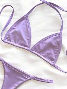 Women's Summer Triangle Bikini With Side Adjustment - 紫丁香 - 查看 2