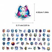 56 件狼贴纸动物贴纸狼王贴花狼礼物狼物品狼派对礼物乙烯基防水贴纸适用于水瓶、电脑、笔记本电脑、手机、行李箱、笔记本 - B - 查看 3