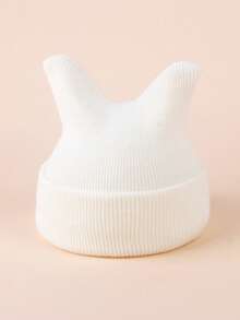 1/2 piezas Gorro de punto con cuernos dobles de dibujos animados lindos y cálidos para niños/bebés, gorro de punto versátil