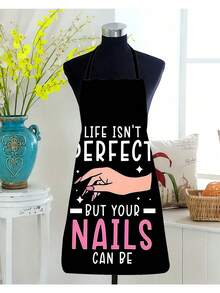 1pc Elegant Chef & Cosmetic Element Pattern Apron, Polyester Fiber, Handwashable, Glossy Surface, Suitable For Home And Professional Use, Professional Apron | Sports Apron - Multicolor - View 6