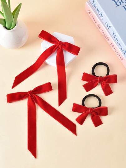 4 قطع/مجموعة اكسسوارات شعر للبنات، مشابك شعر فرنسية بسيطة، أربطة شعر، شرائط للرأس، مناسبة للاستخدام اليومي