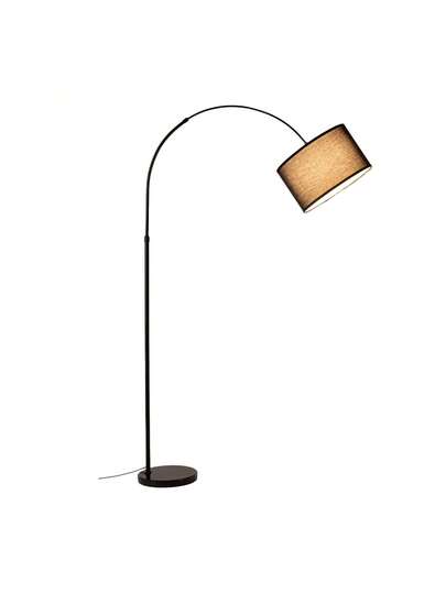 Alpinaluz Arco Vloer Lamp 40cm Zwart Textile Shade, Marble Base, Adjustable Height Up To 180cm, E27, Foot Switch
