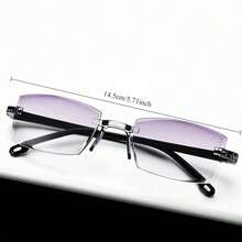 1 Piece Unisex Fashionable Lightweight Frameless Computer Glasses, Transparent Lens Cutting-Edge Design, Clear Vision Eyewear - Purple - View 2