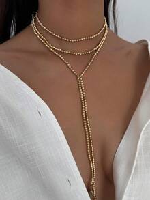 1pc Bohemian Asymmetrical Cube CCB Tassel Fashionable Y-Necklace, Luxurious & Versatile Jewelry Necklace Gift For Women, Suitable For Daily, Festival, Party (Multiple Wearing Ways)