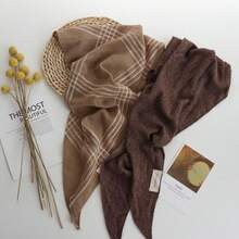 1PC Temperament Knitted Plaid Triangular Scarf High-End Feeling Shawl Women's Warm Headscarf Multifunctional Casual Small Scarf - Multicolor - View 5