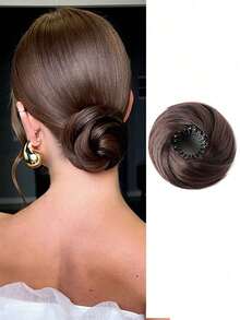 Elegante chignon sintetico con molletta per capelli da donna, in fibra sintetica resistente alle alte temperature, versatile per tutti i tipi di capelli, design aderente per uso quotidiano e occasioni speciali