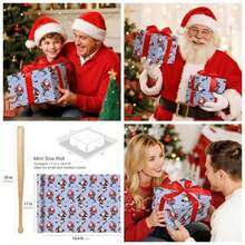 Hockey Santa Wrapping Paper Roll, Roll, Santa Playing Hockey With Snowy, Blue Holiday Wrap, Teens, Hockey Fans, Xmas Gifts, 17 Inchesx 16.4 Feet - Hockey Santa - View 2