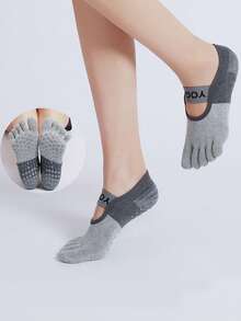 yuluan 1 Paar Zehensocken, Einheitsgröße passend für die meisten, rutschfeste Yoga-Socken für Frauen, mehrfarbig, geeignet für Indoorsport, rutschfeste Yoga-Socken mit Schnürsenkeln und gepunkteten rutschfesten Sohlen, geeignet für Yoga, Pilates, Tanz, ganzjährig