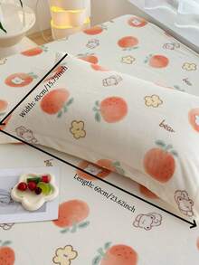 1 件儿童卡通印花枕套，信封枕套，熊、恐龙、星星和心形图案，装饰枕套，厚天鹅绒面料，亲肤柔软，30cm*50cm/40cm*60cm/48cm*74cm（不含枕芯）