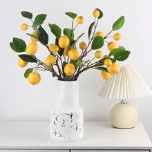 3 Pieces, Artificial Lemon Fruit Branches, Artificial Plant Artificial Flower Lemon Branches, Fresh And Simple Style, Suitable For Home Indoor And Outdoor Decoration, Outdoor Decoration, Festival Decoration, Bedroom And Living Room Decoration, Kitchen And Bathroom Decoration, Table Decoration, Entrance Hall And Study Decoration, Office Decoration, Hotel And Restaurant Decoration Artificial Plants