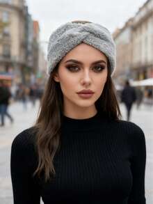 1pc Autumn/Winter Faux Fur Headband, Fashionable Minimalist Criss-Cross Hair Accessory For Women Elegant Scarf Warm Hair Bands Women Bandanas