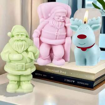 Random Style Santa Claus & Reindeer Silicone Mold, For Handmade Scented Candles, Baking Sweets, Decorations, Etc.