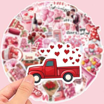 50 张哑光贴纸 - 情人节贴纸适用于不对称形状的手机壳、笔记本电脑、水瓶、剪贴簿、日记本