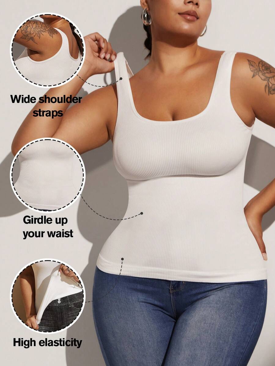 1pc Women's Seamless Black Plus Size Slimming Shapewear, Lightweight Shaping Flat Tummy Waist Cincher