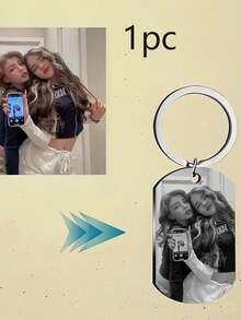 1pc Personalized Photo Keychain, Engraved Picture Keychain, Anniversary Gift, Custom Photos Text Keychain, Unique Keychain, Boyfriend Gift, Girlfriend Gift Idea, Valentine's Day Gift, Halloween, Christmas Gift - Multicolor - View 4