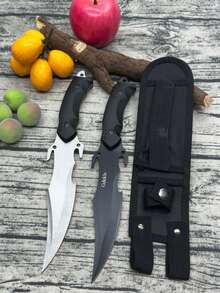 D2 Fixed Blade Knife With Sheath, Fixed Blade Knife Full Tang EDC Tools for Edc Camping Fishing - Blanco y Negro - Ver 8