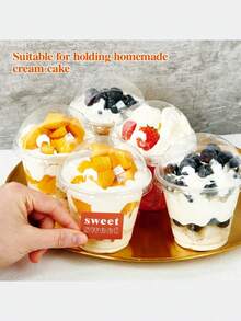 100pcs Transparent Plastic Cups With Lids, Crystal PET Material, Suitable For Desserts, Parfaits, One-Time Party Cups, Can Hold Fruits, Ice Cream, Cupcakes, Chilled Beverages, Also Can Be Used As School Supplies, Food Bags, Food Boxes To Hold Candies, Chocolates, Cookies, Ideal For Halloween Or Christmas Parties - Multicolor - View 4